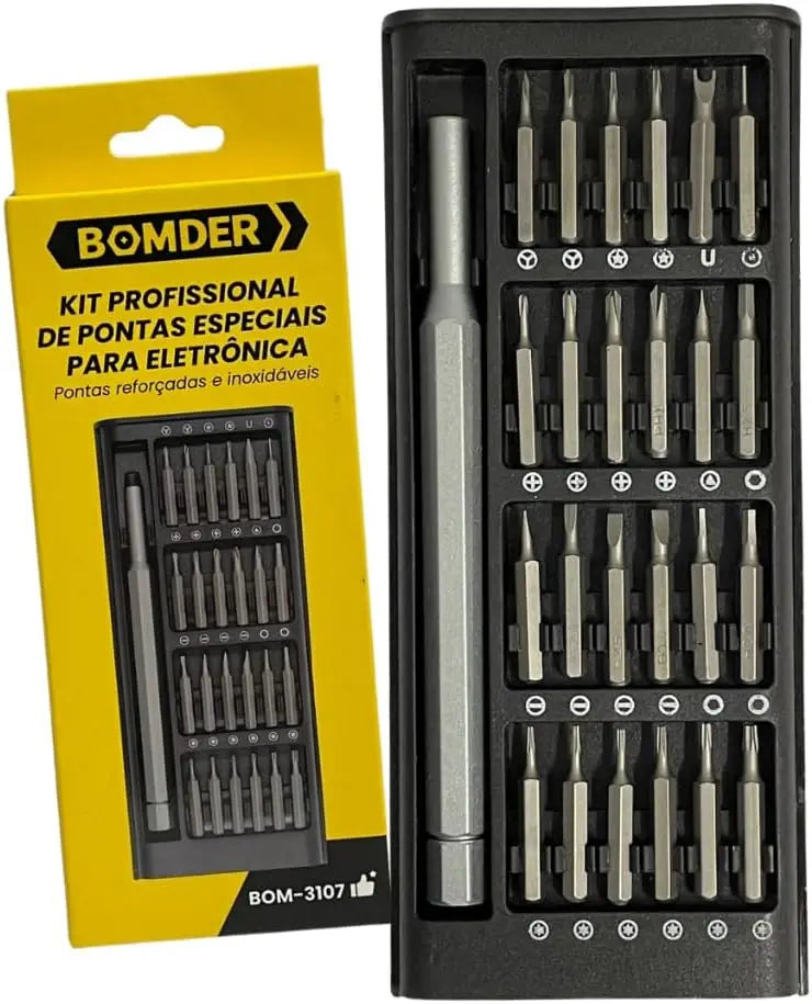 Kit de Ferramentas de Jogo de Precisão com 24 Peças Magnéticas, Chave + Caneta, com Estojo Organizador Preto.