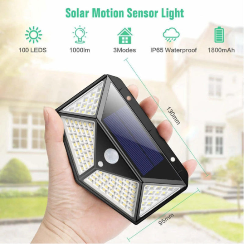 Luminária Refletor Solar Parede Led C/ Sensor Presença--100 LED