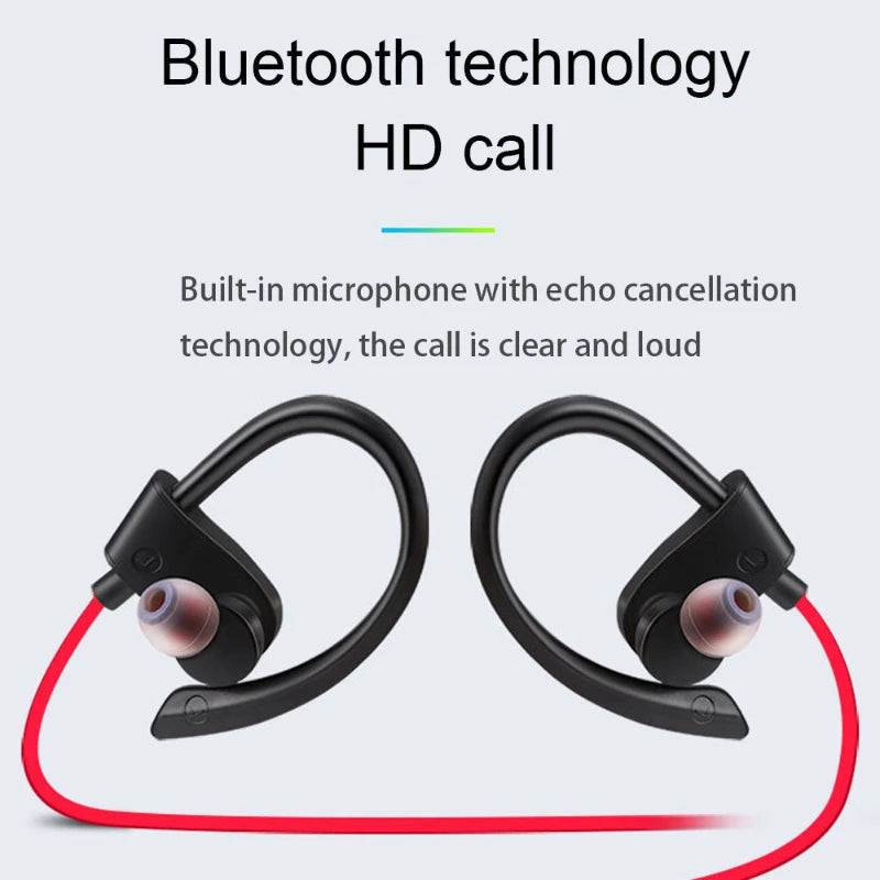 Fone de Ouvido Bluetooth Sem Fio à Prova d'Água, Esportivo, para Música, Som Estéreo com Graves, Headset com Microfone Compatível com Todos os Smartphones.